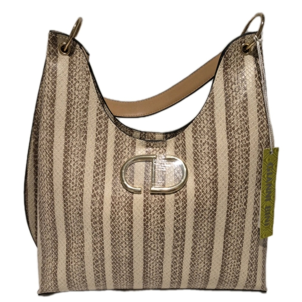 Gianni Bini Tan And Cream Vegan Shoulder Bag - Picture 2 of 5